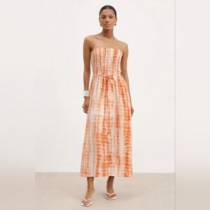 Guess Strapless Orange / Coral  Tie-Dye Dress Size S